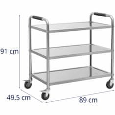 Noah Voziček za natakarje iz nerjavečega jekla 3 police 90 x 50 cm do 195 kg
