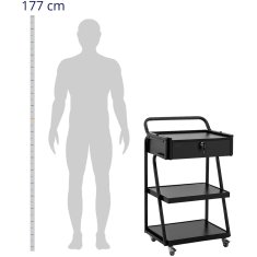 Noah Frizerski voziček kozmetični pomočnik 1 predal 3 police 55 x 39 x 90 cm - črna