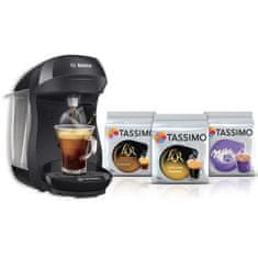 shumee Stroj BOSCH Tassimo HAPPY (črn) + 3 paketi T-Disc v ponudbi. Avtomatski kompaktni stroj z optičnim čitalcem črtne kode