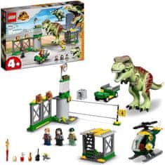 shumee LEGO 76944 Jurassic World T. Rex's Escape, dinozavri, z avtomobilom, helikopterjem in letališčem, za starost 4+