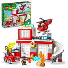 shumee LEGO 10970 DUPLO Gasilska postaja in helikopter z igračo Push & Go Tovornjak za 2 leti in več