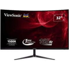 shumee Ukrivljen računalniški igralni zaslon - VIEWSONIC VX3218 - PC - MHD - 32 FHD - plošča VA - 1 ms - 165 Hz - DisplayPort - AMD FreeSync