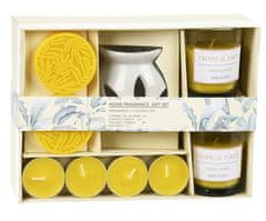 HOMESTYLING Darilni set aroma svetilke in dišečih sveč 9 kosov FRESH LEMON KO-CC5061530yellow