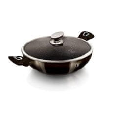 Berlingerhaus Ponev Wok s pokrovom z marmornato površino 30 cm Shiny Black Edition BH-7115