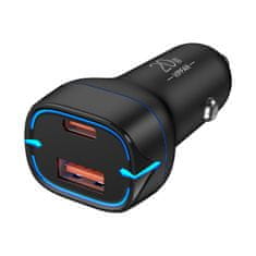 Vipfan Avtomobilski polnilec VFAN C11, USB + USB-C, PD 20W + QC 3.0, LED (črn)