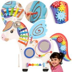 Viga Toys VIGA Lesena manipulativna senzorična tabla Unicorn FSC Montessori certifikat