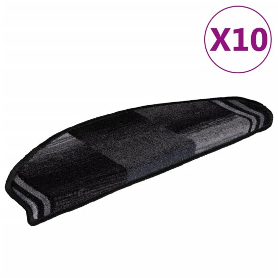 Vidaxl Samolepilne preproge za stopnice 10kosov 65x21x4cm črne in sive