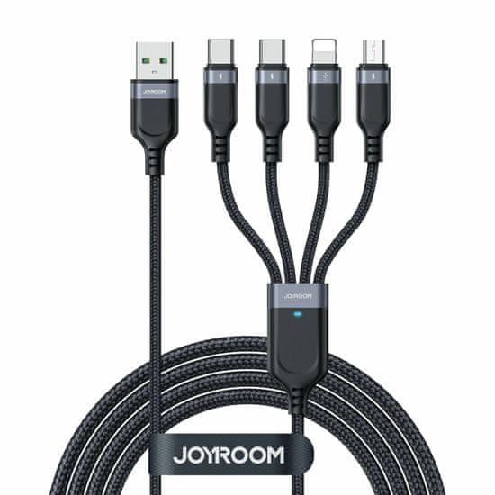 Joyroom kabel USB 4v1 Lightning/2xTipC/ Mikro 1.2m črn S-1T4018A18