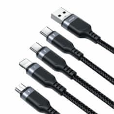 Joyroom kabel USB 4v1 Lightning/2xTipC/ Mikro 1.2m črn S-1T4018A18