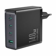 Joyroom polnilec 140W USB 3xTipC TipA GaN PD + kabel črn JR-TCG05EU