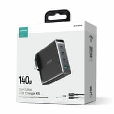 Joyroom polnilec 140W USB 3xTipC TipA GaN PD + kabel črn JR-TCG05EU