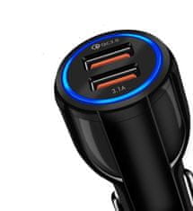 Nexeri Nexeri avtomobilski polnilec 3.1A 2xUSB BK348 QC 3.0 Quick Charge 3.0 črn (brez embalaže)