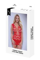 Ero BACI CORSET FRONT LACE MINI DRESS RED, OS