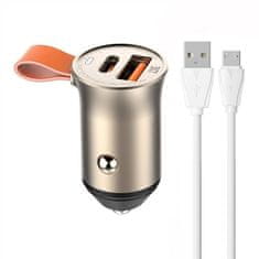 LDNIO LDNIO C509Q USB, USB-C 30W avtomobilski polnilec + kabel MicroUSB