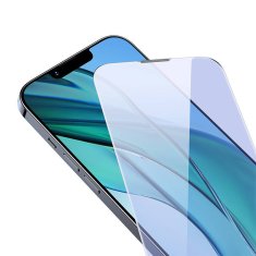 BASEUS Kaljeno steklo s protiprašno prevleko in filtrom modre svetlobe 0,3 mm Baseus Crystal za iPhone 14 Plus/ 13 Pro Max (2 kosa)