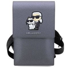 Karl Lagerfeld Torbica Karl Lagerfeld Saffiano Karl &amp; Choupette Head (KLWBSAKCPMG) srebrna