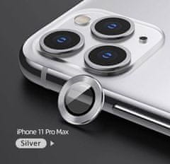 USAMS Kaljeno steklo za IPHONE 11 PRO MAX USAMS Camera Lens Glass Metal Ring silver