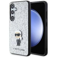 Karl Lagerfeld Originalni SAMSUNG GALAXY S24 Karl Lagerfeld Hardcase Fixed Glitter Iconic Logo Metal Pin (KLHCS24SGCNPSG) silver