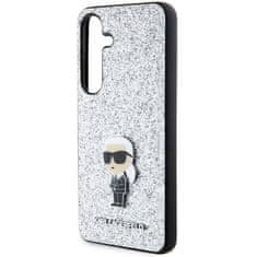 Karl Lagerfeld Originalni SAMSUNG GALAXY S24 Karl Lagerfeld Hardcase Fixed Glitter Iconic Logo Metal Pin (KLHCS24SGCNPSG) silver