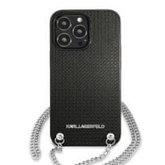 Karl Lagerfeld Oryginalne Etui IPHONE 13 PRO MAX Karl Lagerfeld Hardcase Leather Textured And Chain (KLHCP13XPMK) czarne