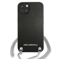 Karl Lagerfeld Oryginalne Etui IPHONE 13 MINI Karl Lagerfeld Hardcase Leather Textured And Chain (KLHCP13SPMK) czarne