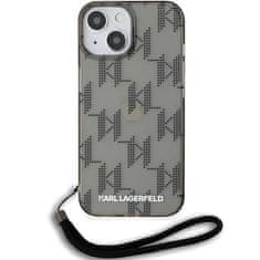 Karl Lagerfeld Oryginalne Etui IPHONE 13 / 14 / 15 Karl Lagerfeld Hardcase IML Mono KL Pattern & Cord (KLHCP15SHKDPNSK) czarne