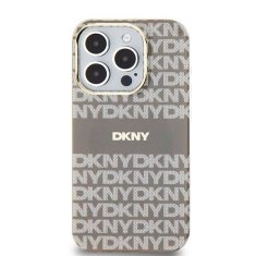 DKNY Oryginalne Etui APPLE IPHONE 15 PRO MAX DKNY Hardcase IML Mono & Stripe MagSafe (DKHMP15XHRHSEE) beżowe