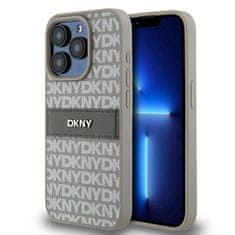 DKNY Oryginalne Etui APPLE IPHONE 15 PRO MAX DKNY Hardcase Leather Mono Stripe & Metal Logo (DKHCP15XPRTHSLE) beżowe