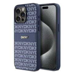 DKNY Oryginalne Etui APPLE IPHONE 15 PRO MAX DKNY Hardcase Leather Mono Stripe & Metal Logo (DKHCP15XPRTHSLB) niebieskie