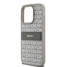 DKNY Oryginalne Etui APPLE IPHONE 15 PRO MAX DKNY Hardcase Leather Mono Stripe & Metal Logo (DKHCP15XPRTHSLE) beżowe