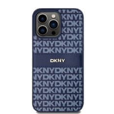 DKNY Oryginalne Etui APPLE IPHONE 15 PRO MAX DKNY Hardcase Leather Mono Stripe & Metal Logo (DKHCP15XPRTHSLB) niebieskie