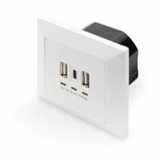 Digitus podometna vtičnica 2xUSB A+1xUSB TipC+3100 mA DA-70618