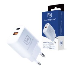 3MK 3mk Hyper Charger - Ładowarka sieciowa USB-A QC 3.0 + USB-C PD 20W (Biały)