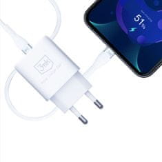 3MK 3mk Hyper Charger - Ładowarka sieciowa USB-A QC 3.0 + USB-C PD 20W (Biały)