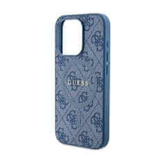 Guess Guess 4G Collection Leather Metal Logo MagSafe - Etui iPhone 15 Pro Max (niebieski)