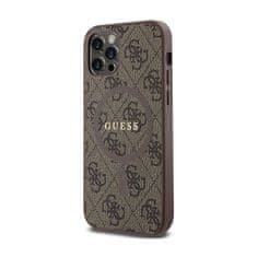 Guess Guess 4G Collection Leather Metal Logo MagSafe - Etui iPhone 12 / iPhone 12 Pro (brązowy)