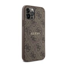 Guess Guess 4G Collection Leather Metal Logo MagSafe - Etui iPhone 12 / iPhone 12 Pro (brązowy)