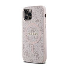 Guess Guess 4G Collection Leather Metal Logo MagSafe - Etui iPhone 12 / iPhone 12 Pro (różowy)