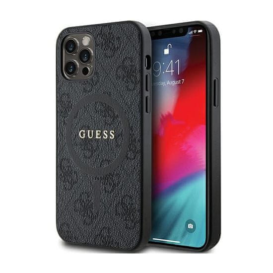 Guess Guess 4G Collection Leather Metal Logo MagSafe - Etui iPhone 12 / iPhone 12 Pro (czarny)