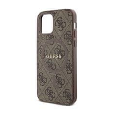 Guess Guess 4G Collection Leather Metal Logo MagSafe - Etui iPhone 12 / iPhone 12 Pro (brązowy)