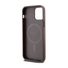 Guess Guess 4G Collection Leather Metal Logo MagSafe - Etui iPhone 12 / iPhone 12 Pro (brązowy)