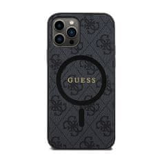 Guess Guess 4G Collection Leather Metal Logo MagSafe - Etui iPhone 12 / iPhone 12 Pro (czarny)