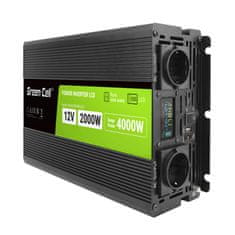 Green Cell Green Cell - Przetwornica napięcia PowerInverter z wyświetlaczem LCD 12V na 230V 2000W/4000W Czysta sinusoida