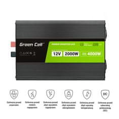 Green Cell Green Cell - Przetwornica napięcia PowerInverter z wyświetlaczem LCD 12V na 230V 2000W/4000W Czysta sinusoida