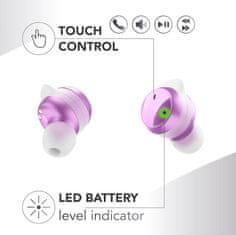 CellularLine Cellularline Music Sound Flow - Bezprzewodowe słuchawki Bluetooth V5.3 TWS z etui ładującym (fioletowy)