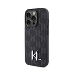 Karl Lagerfeld Karl Lagerfeld Leather Monogram Hot Stamp Metal Logo - Etui iPhone 15 Pro (czarny)