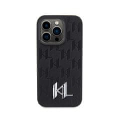 Karl Lagerfeld Karl Lagerfeld Leather Monogram Hot Stamp Metal Logo - Etui iPhone 15 Pro (czarny)