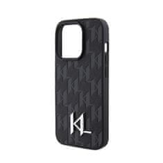 Karl Lagerfeld Karl Lagerfeld Leather Monogram Hot Stamp Metal Logo - Etui iPhone 15 Pro (czarny)