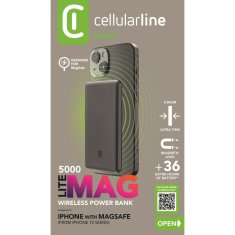 CellularLine Cellularline MAG Lite Ultra Slim 5000 - Power bank indukcyjny 5000mAh MagSafe (ciemny szary)