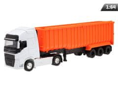 Carmotion Model 1:64, VOLVO FH, beli traktor, oranžni smetnjak